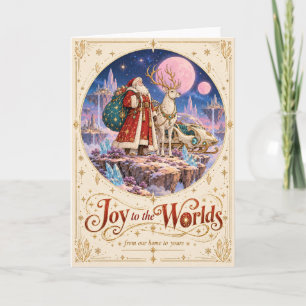 Himmlischer Sci-Fi-Weihnachtsmann und Rentier-Fant Feiertagskarte