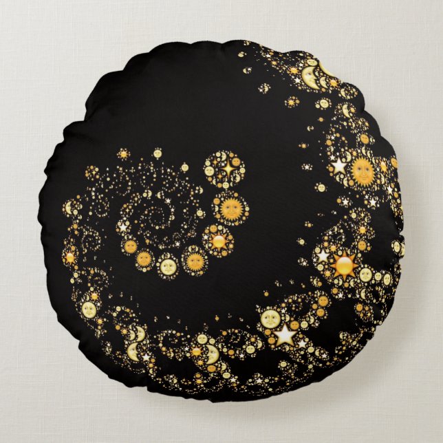 Himmlischer Sonnemond emoji Symbol emojis Hipster Rundes Kissen (Vorderseite)