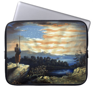 Himmlischer Sonnenaufgang der amerikanischen Flagg Laptopschutzhülle
