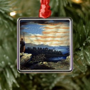 Himmlischer Sonnenaufgang der amerikanischen Flagg Ornament Aus Metall