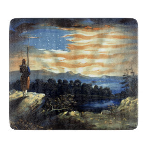 Himmlischer Sonnenaufgang der amerikanischen Flagg Schneidebrett