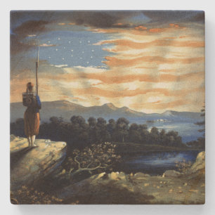 Himmlischer Sonnenaufgang der amerikanischen Flagg Steinuntersetzer