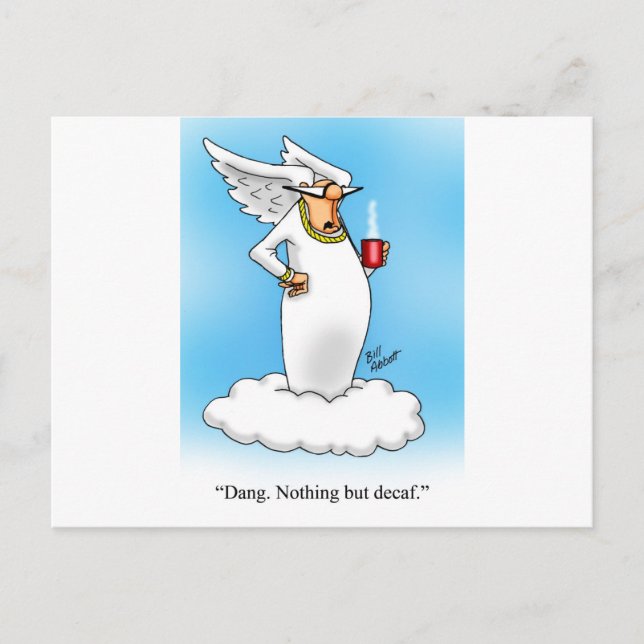 Himmlischer Spaß Angel Kaffee Cartoon Geschenk! Postkarte (Vorderseite)