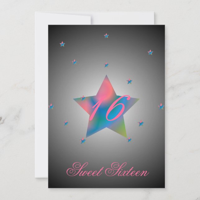Himmlischer Star 16 . Geburtstag individuell anpas Einladung (Vorderseite)