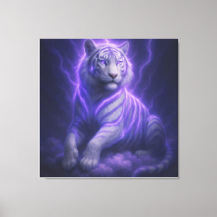 Himmlischer Sturm Weißer Tiger – Elektrisch Blaue  Leinwanddruck