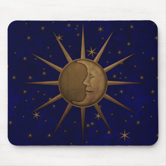 Himmlischer Sun-Mond-sternenklare Nacht Mousepad (Vorne)