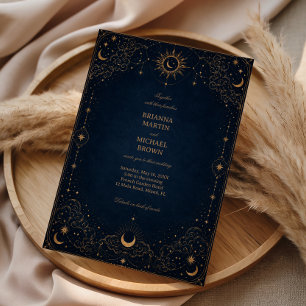 Himmlischer Vintage-Midnight-Kosmisches Floral Einladung