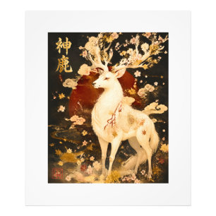 Himmlischer Weißer Hirsch Japanische Mythologie Fotodruck