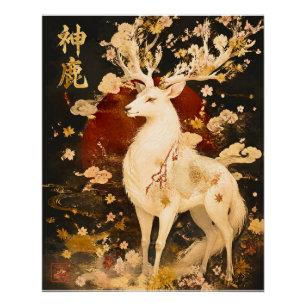 Himmlischer Weißhirsch Japanische Mythologie Kun Poster