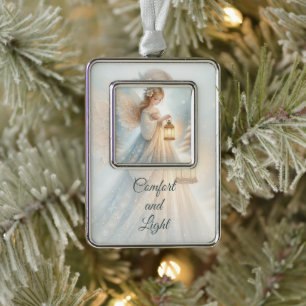 Himmlischer Winter-Engel-Laterne des Trostes Rahmen-Ornament Silber