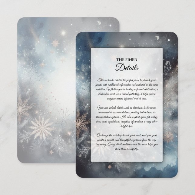 Himmlischer Winter-Mitternachts-Funkelnde Hochzeit Begleitkarte (Vorne/Hinten)