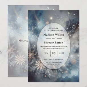 Himmlischer Winter-Mitternachts-Glanz Hochzeit Einladung