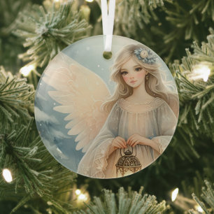 Himmlischer Winterengel Laterne der Gnade Ornament Aus Glas