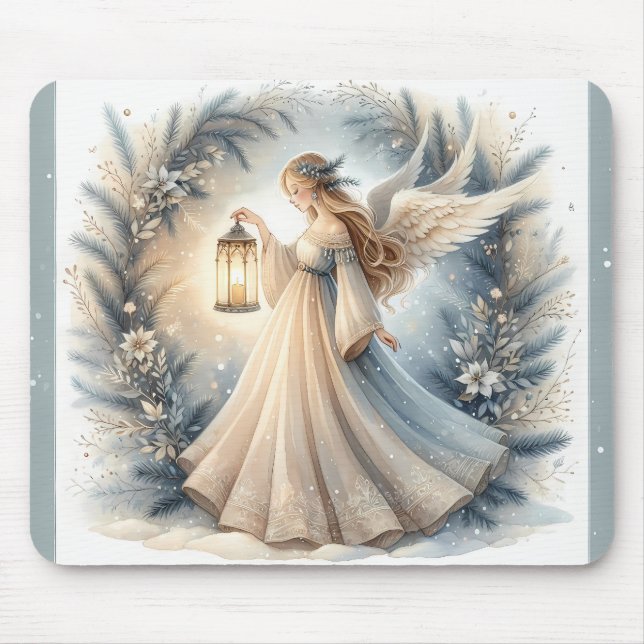 Himmlischer Winterengel - Laterne des Friedens Mousepad (Vorne)