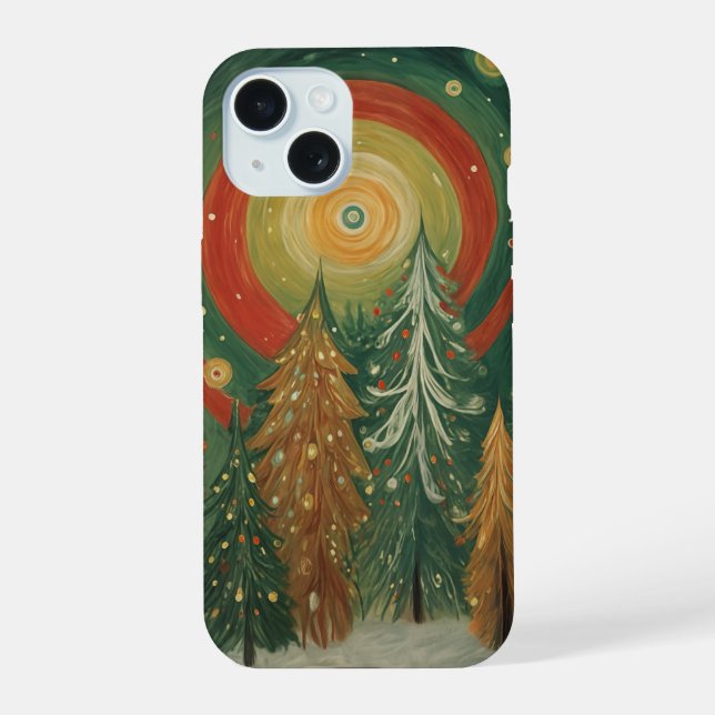 Himmlischer Winterhain iPhone 15 Hülle (Rückseite)