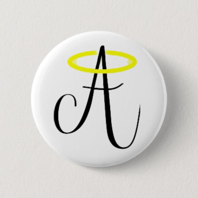 Himmlisches Abbie - schwarzer Logo-Knopf Button (Vorderseite)