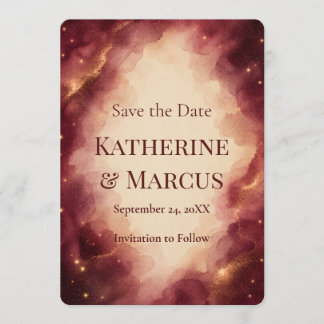 Himmlisches Aquarell Save the Date | Burgunderrose Einladung