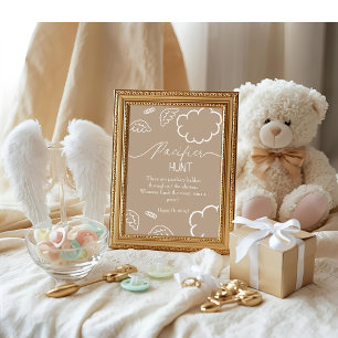 Himmlisches Baby Shower Beige Schnuller Jagd Spiel Einladung