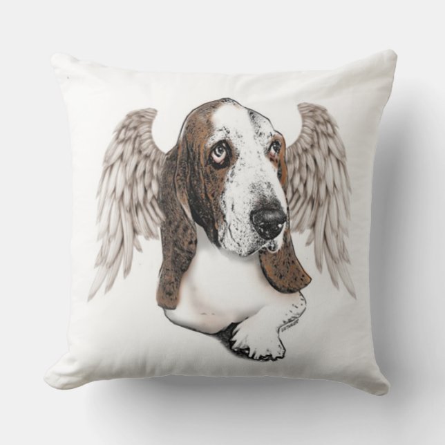 Himmlisches Basset Hound Kissen (Vorderseite)
