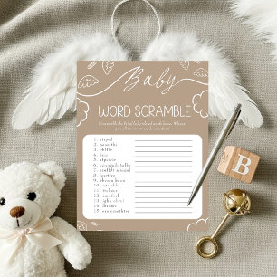 Himmlisches Beige Baby Buchstabenwirrwarr-Spiel Einladung