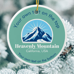 Himmlisches Berg Kalifornien Skiurlaub Medaille Keramik Ornament
