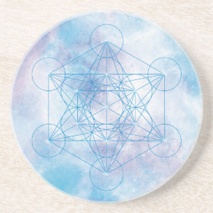 Himmlisches Blau Metatrons Würfel Heilige Geometri Getränkeuntersetzer