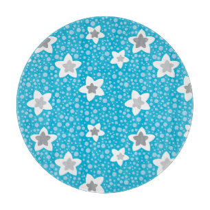 Himmlisches blaues Polka-Punkt-Retro mit Sternen Schneidebrett