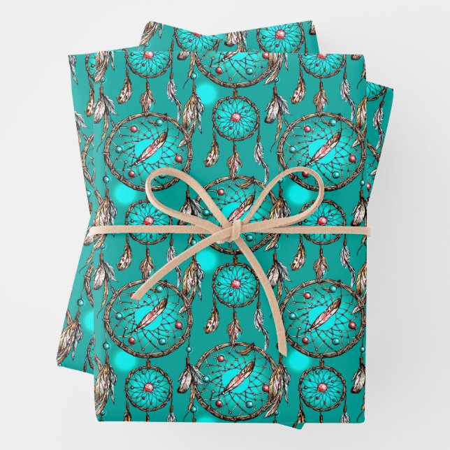 Himmlisches Blaues Traumflugmuster Geschenkpapier Set (Beispiel)