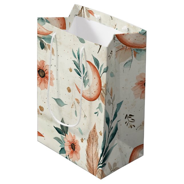 Himmlisches Blumenmuster (2) Mittlere Geschenktüte (Vorderseite Schrägansicht)