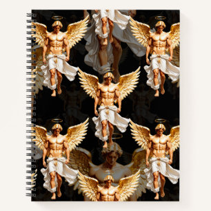 Himmlisches Design mit goldenem Engel-Muster Notizbuch