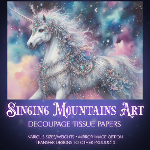 Himmlisches Einhorn Märchen Dekoratives Decoupage- Seidenpapier