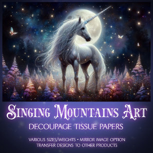 Himmlisches Fairycore-Einhorn-Glow-Decoupage Seidenpapier