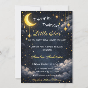 Himmlisches Funkeln Kleiner Stern Mond Baby Shower Einladung