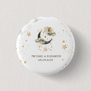 Himmlisches Gold Mond Sterne Button