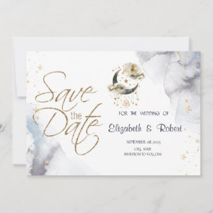 Himmlisches Gold Mond Sterne  Save The Date