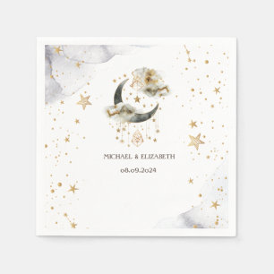 Himmlisches Gold Mond Sterne Serviette