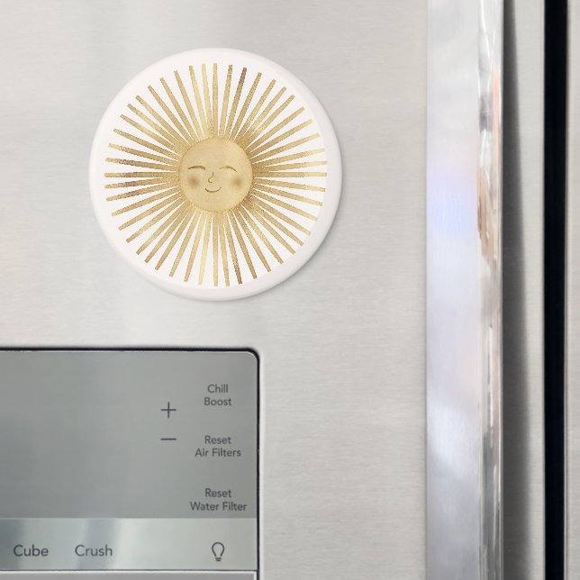 Himmlisches Gold Sonne Glücklich Sonnenschein Boho Magnet (In Situ (Kühlschrank))