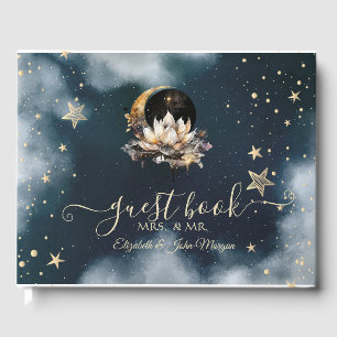 Himmlisches Gold Sonne,Mond,Sterne Lotus Nachthimm Gästebuch