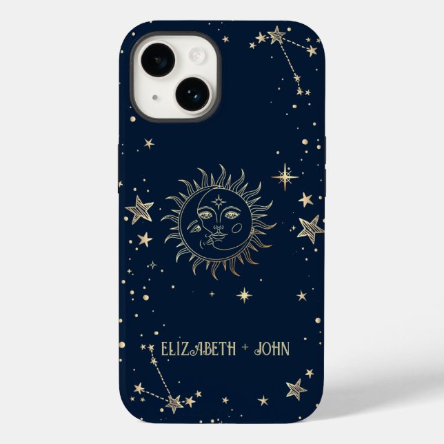 Himmlisches Gold Sonne und Mond  Case-Mate iPhone 14 Hülle (Rückseite)