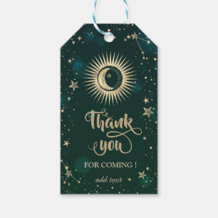 Himmlisches Gold Sonne und Mond Sterne Grün Geschenkanhänger