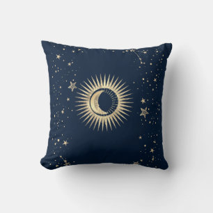 Himmlisches Gold Sonne und Mond Sterne  Kissen