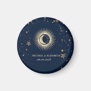 Himmlisches Gold Sonne und Mond Sterne Magnet
