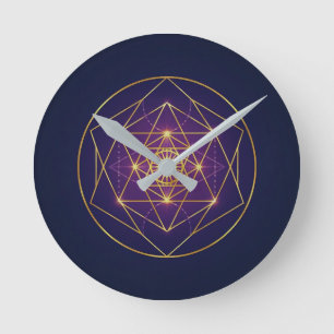 Himmlisches goldenes Mandala — Balance im Unendlic Runde Wanduhr