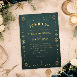 Himmlisches Gotisches Dunkles Türkis Hochzeit Einladung