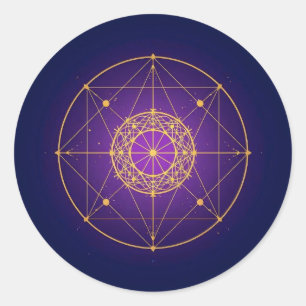 Himmlisches Heiliges Mandala – Mystische Geometrie Runder Aufkleber