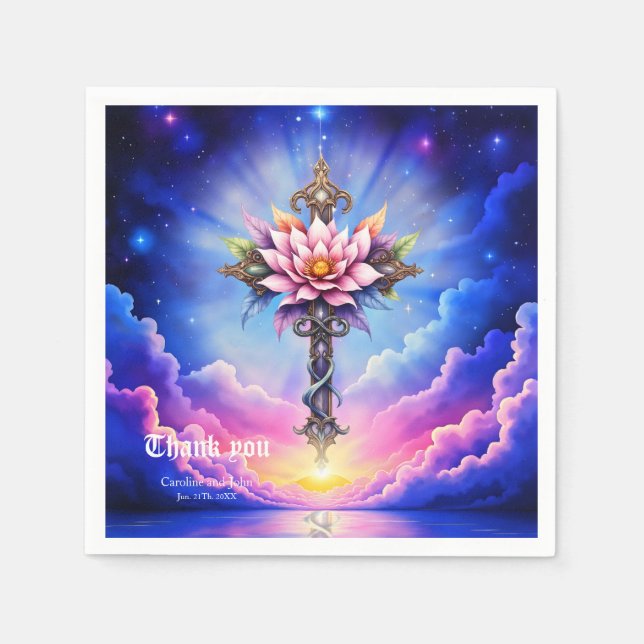 Himmlisches Lotus-Kreuz  Serviette (Vorderseite)