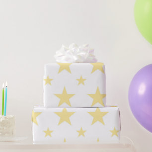Himmlisches, Mädchenhaftes, Pastellgelbes Sterne-M Geschenkpapier