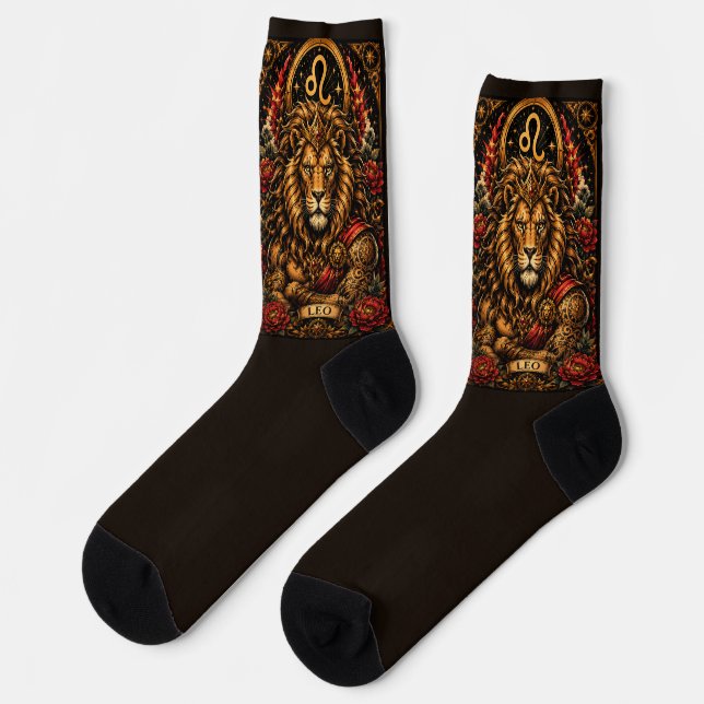 Himmlisches männliches Sternzeichen Löwe-Design Socken (Linkes Detail)