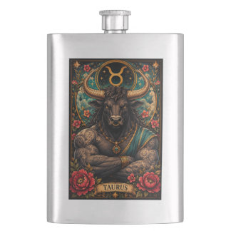 Himmlisches männliches Sternzeichen Stier Design Flachmann