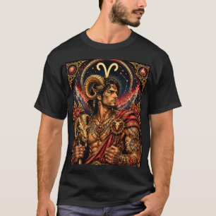 Himmlisches männliches Zodiac-Aries-Design T-Shirt